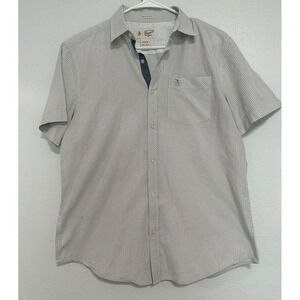 Original Penguin Men's Short Sleeve Button Down Shirt Grey Checkered Pocket Sz M